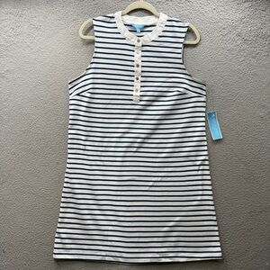Draper James Sleeveless Knit Shift Dress Nautical Preppy Black White Size M NWT